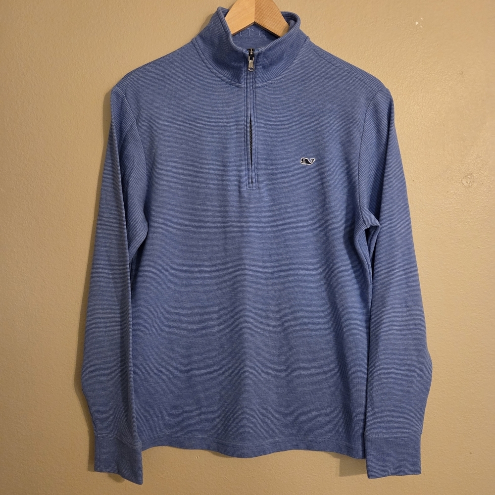 VINEYARD VINES Saltwater Quarter Zip Blue Pull-Over Sweater Men's XS Women's‎ M